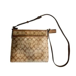 Coach F34938 IMBDX Signature File Crossbody Bag - Khaki/Saddle